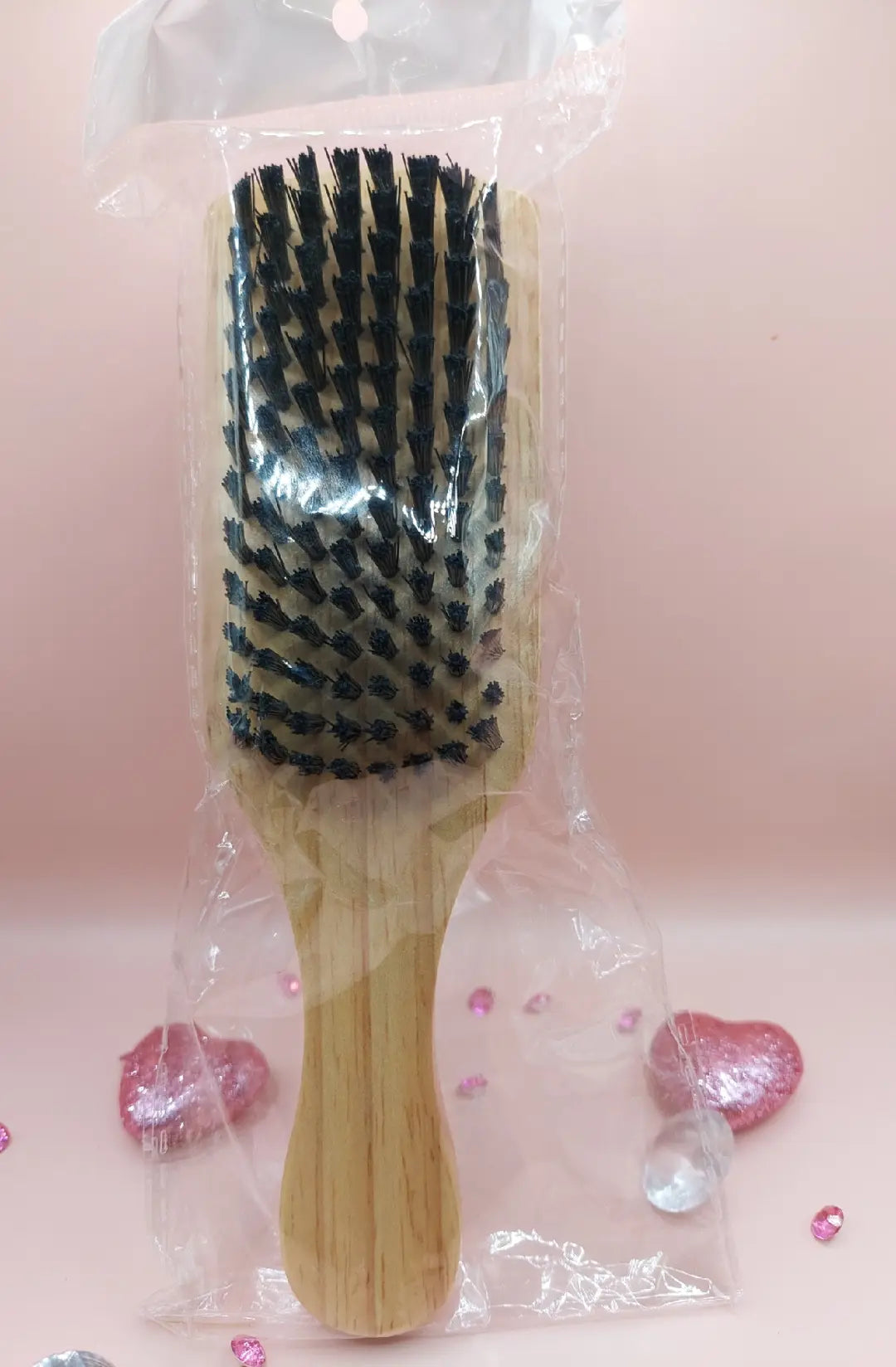 "Yes She Will!" Organics®️Double-Sided Boar Bristle Brush With Natural Organic Bamboo Wood Handle