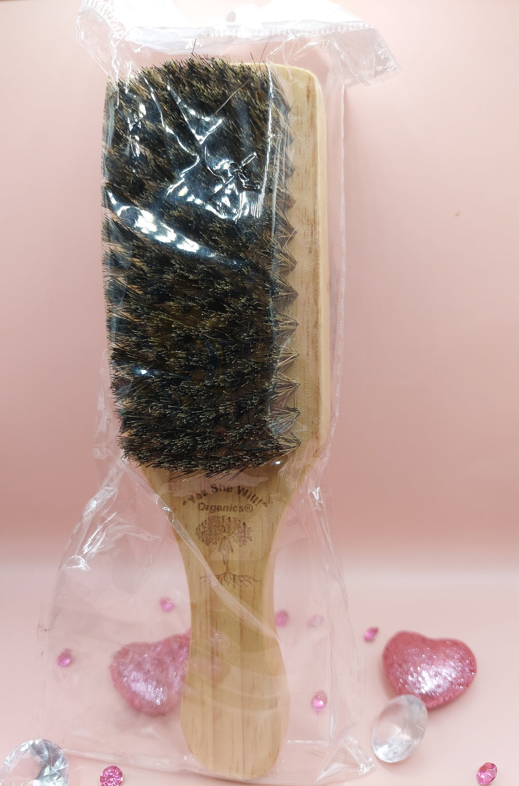 "Yes She Will!" Organics®️Double-Sided Boar Bristle Brush With Natural Organic Bamboo Wood Handle